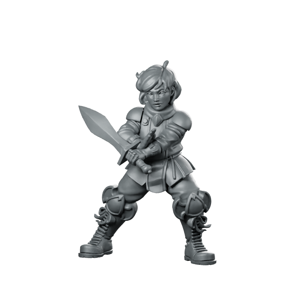 Fantasy Adrian Young Squire Miniature Armoured Swordfighter Hero Miniature 360 Spin 01