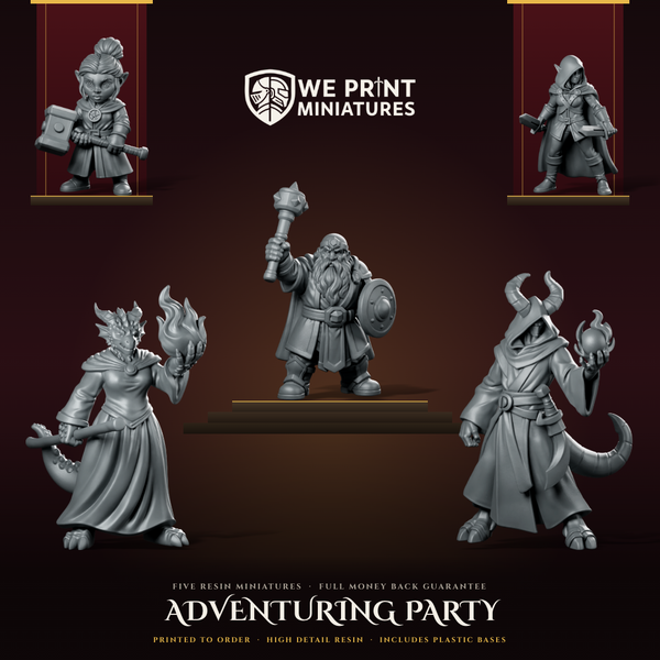 Adventuring Party Miniatures Bundle: 5 Fantasy Heroes