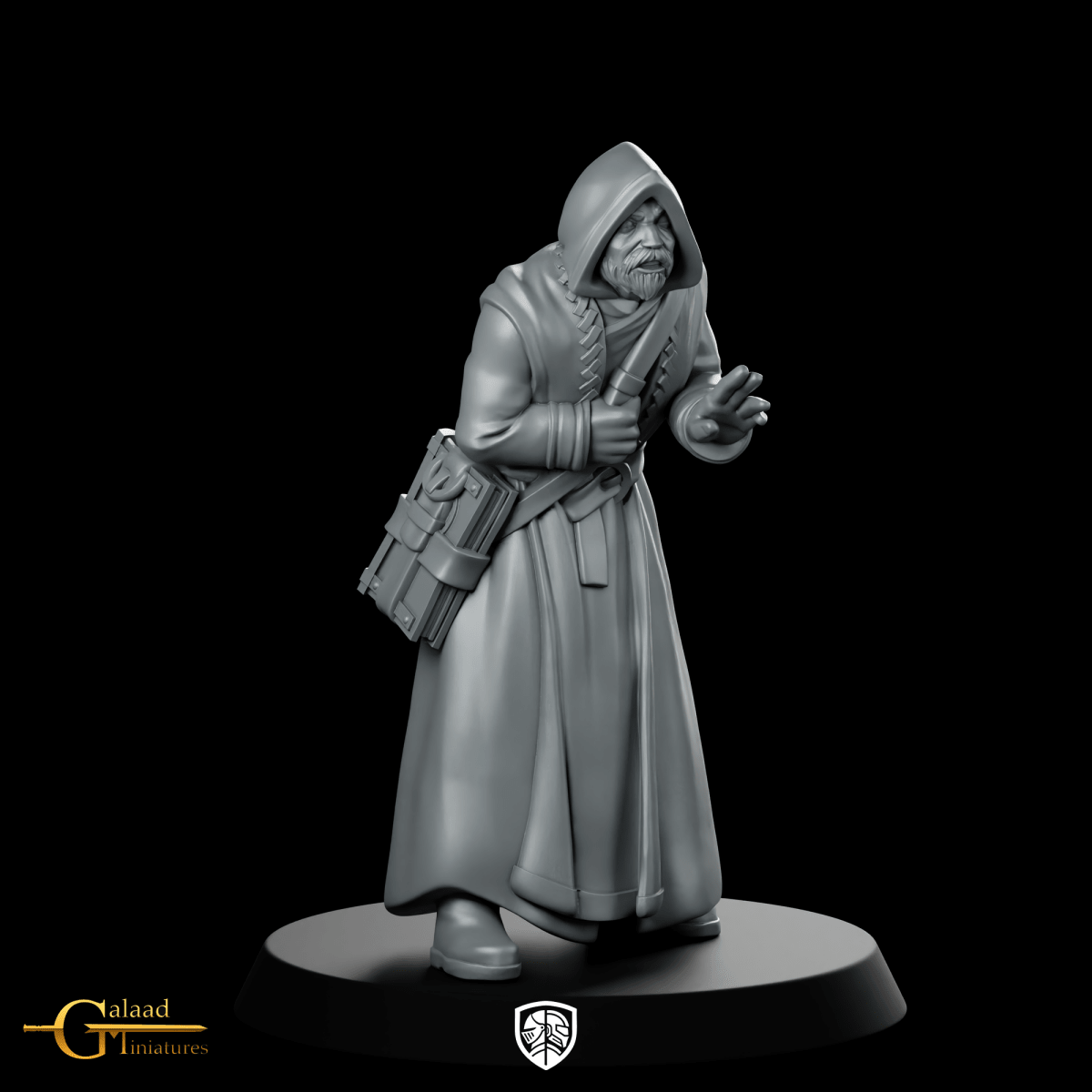 Advisor 02 Miniature Hooded Scholar Scribe Alchemist - Galaad - We Print Miniatures