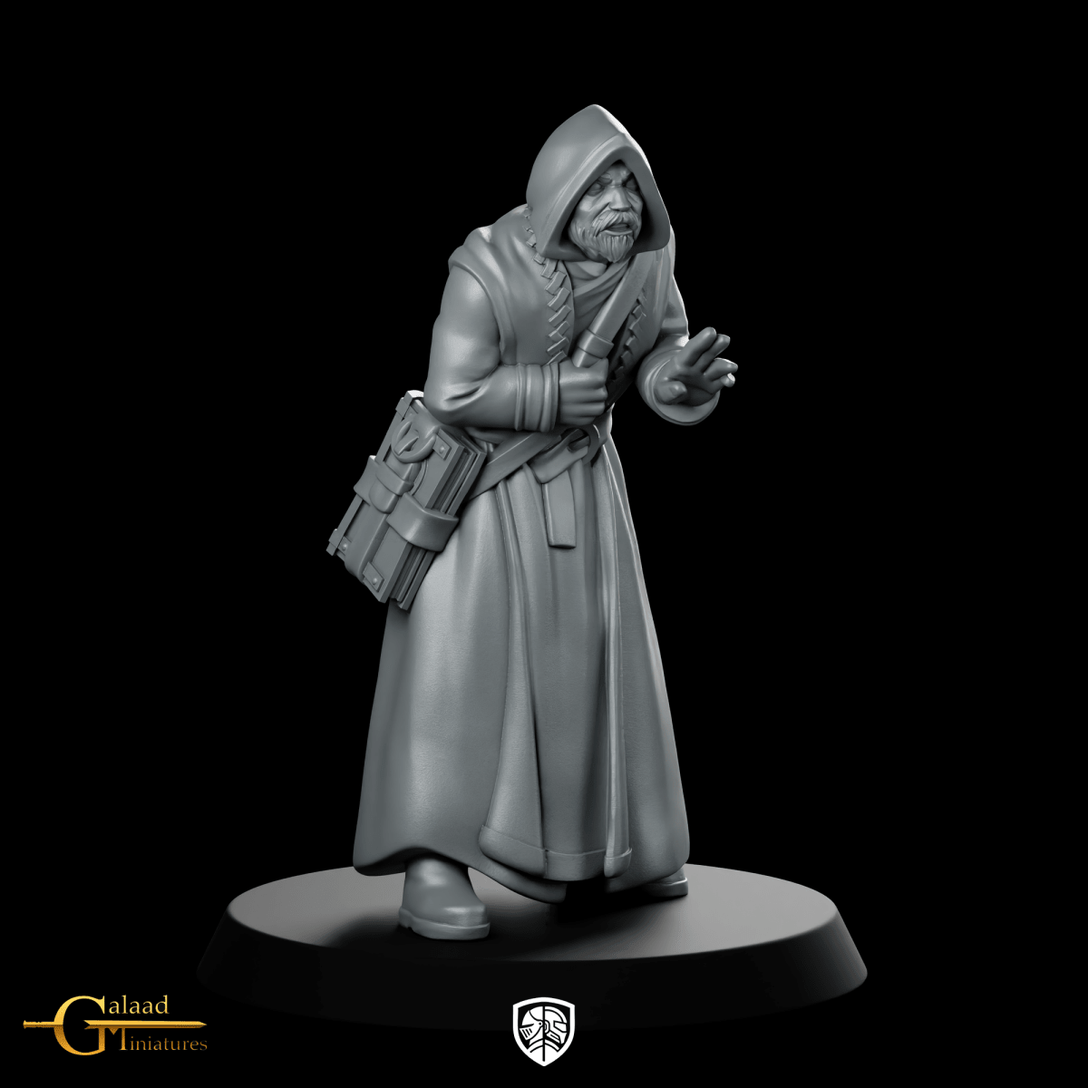Advisor 02 Miniature Hooded Scholar Scribe Alchemist - Galaad - We Print Miniatures