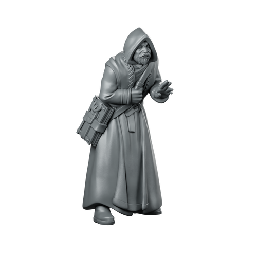 Advisor 02 Miniature Hooded Scholar Scribe Alchemist Miniature 360 Spin 01