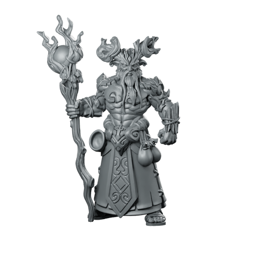 Druid Aerline Fantasy Miniature Horned Staff Mage Miniature 360 Spin 01