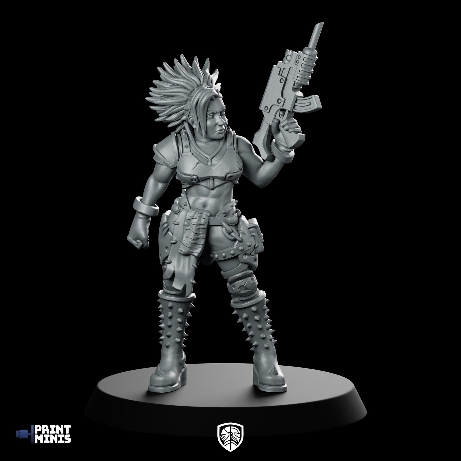 Akina Female Champion Miniature Cyberpunk Sci-Fi Blaster