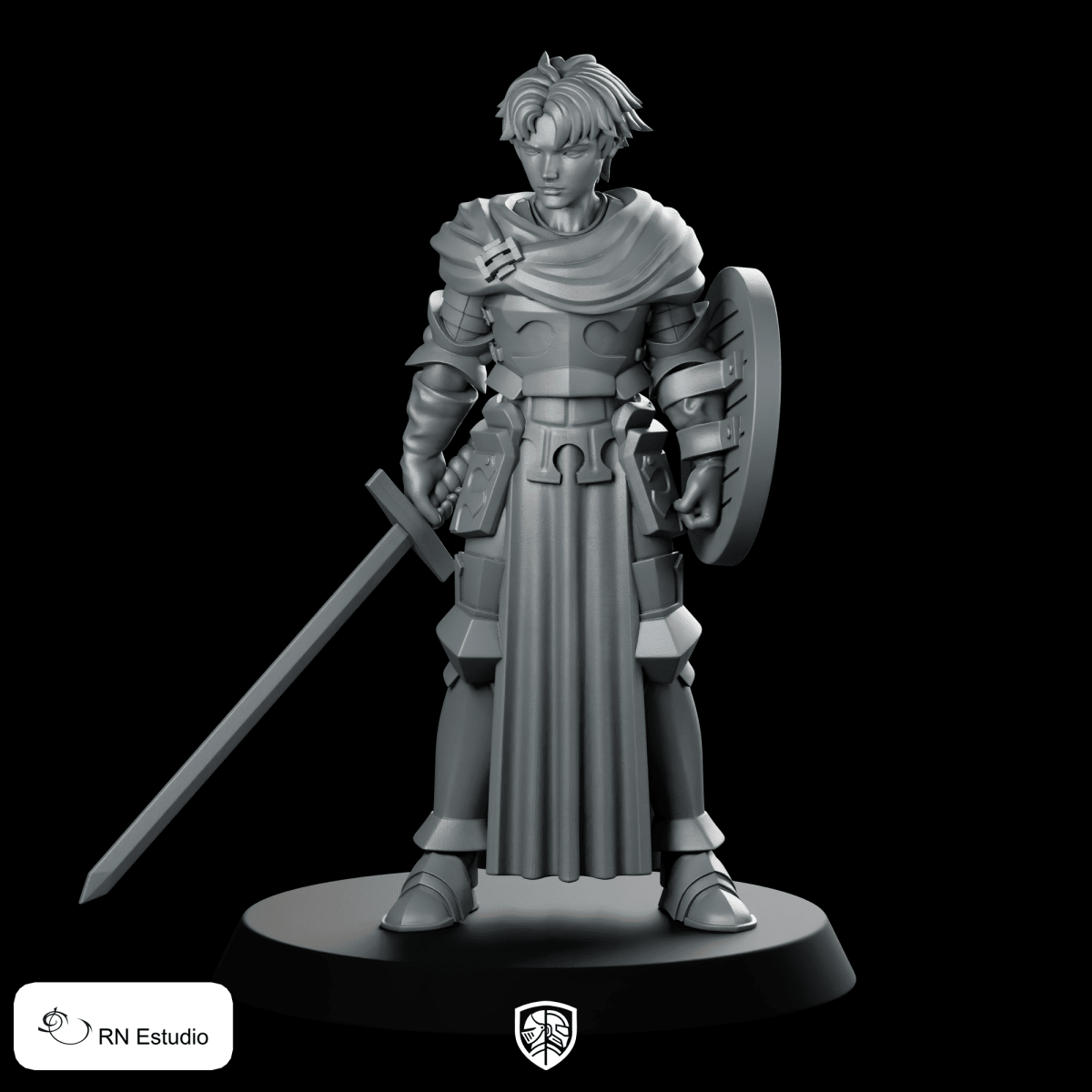 Alain Miniature Sword Shield Knight Warrior Hero - RN Estudio - We Print Miniatures
