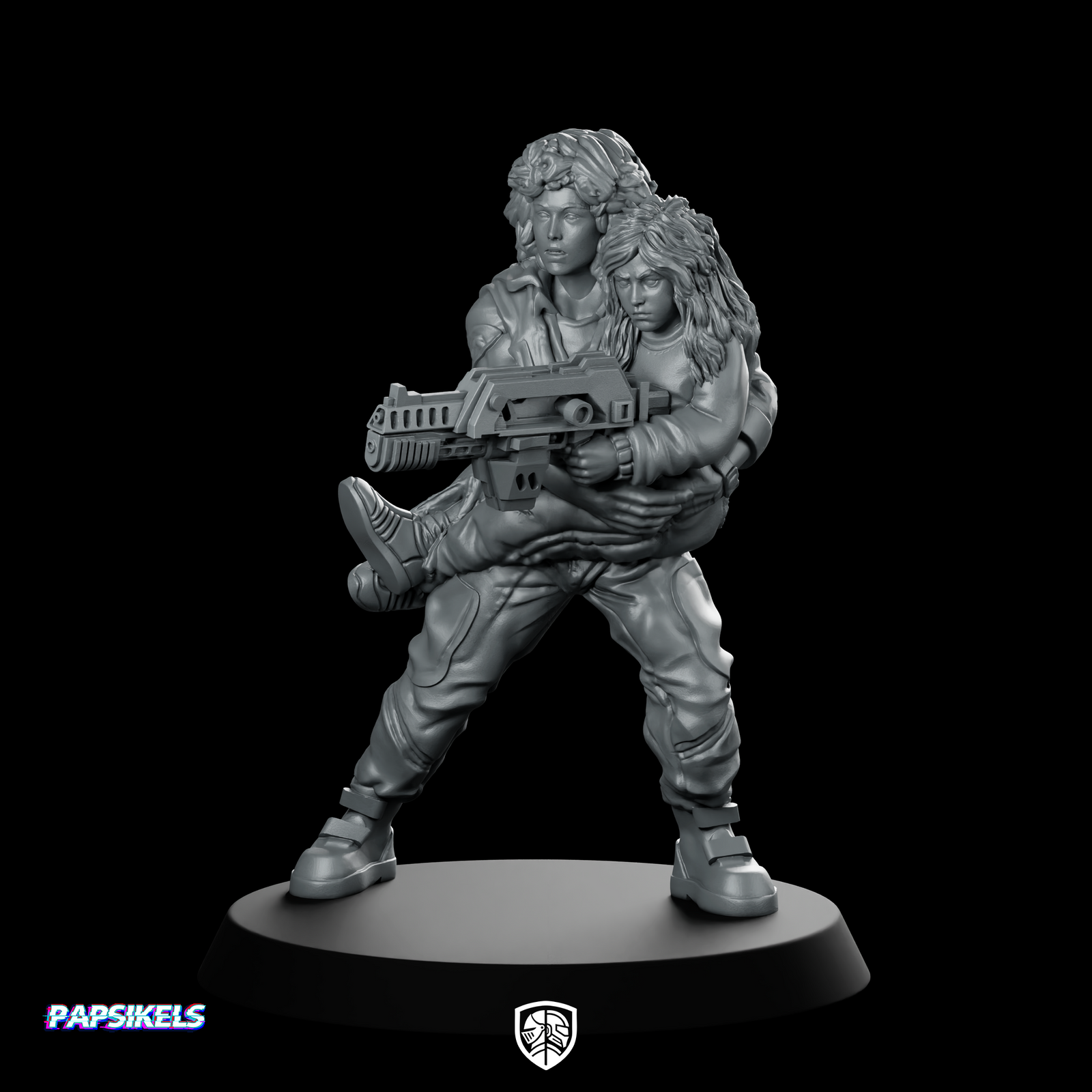 Aliens Lannie with Child Miniature Sci-Fi Heroine