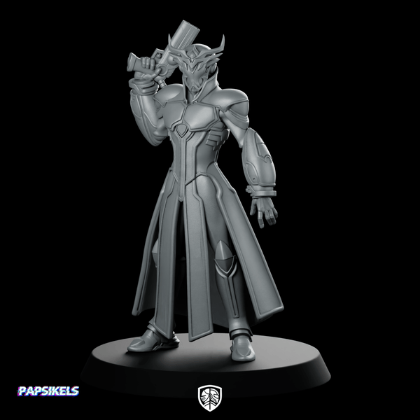 Alphas Kouga Miniature Sci - Fi Armored Pistol Hero - Papsikels Miniatures - We Print Miniatures