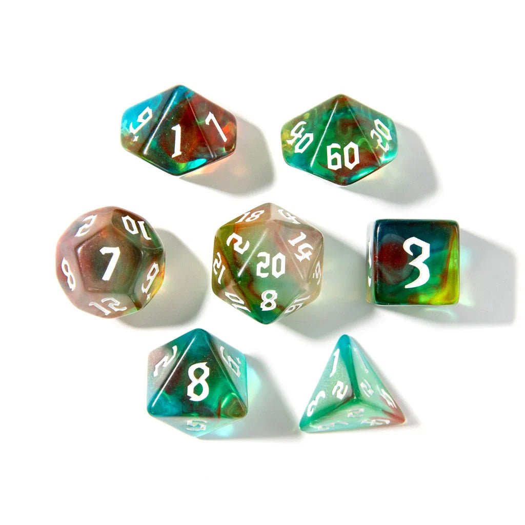 Amber Grove | Acrylic Dice | 7 Piece Set - Tabletop Dominion - We Print Miniatures