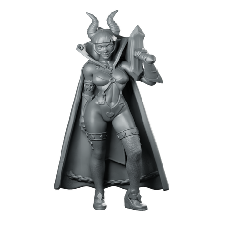 Female Deamon Ambrosia Miniature Horned Sword Demon Miniature 360 Spin 01