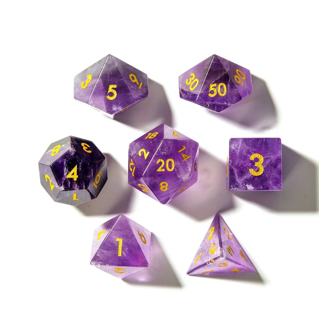 Amethyst | Natural Gemstone | 7 Piece Set - Tabletop Dominion - We Print Miniatures