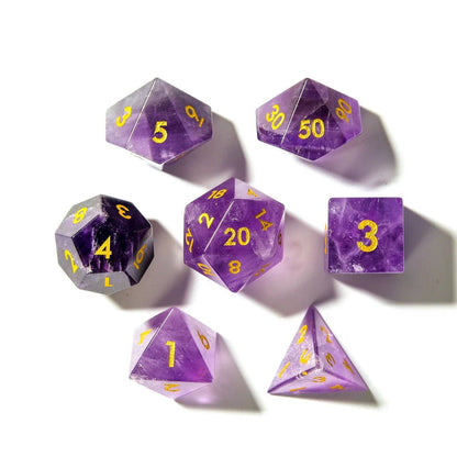 Amethyst | Natural Gemstone | 7 Piece Set - Tabletop Dominion - We Print Miniatures