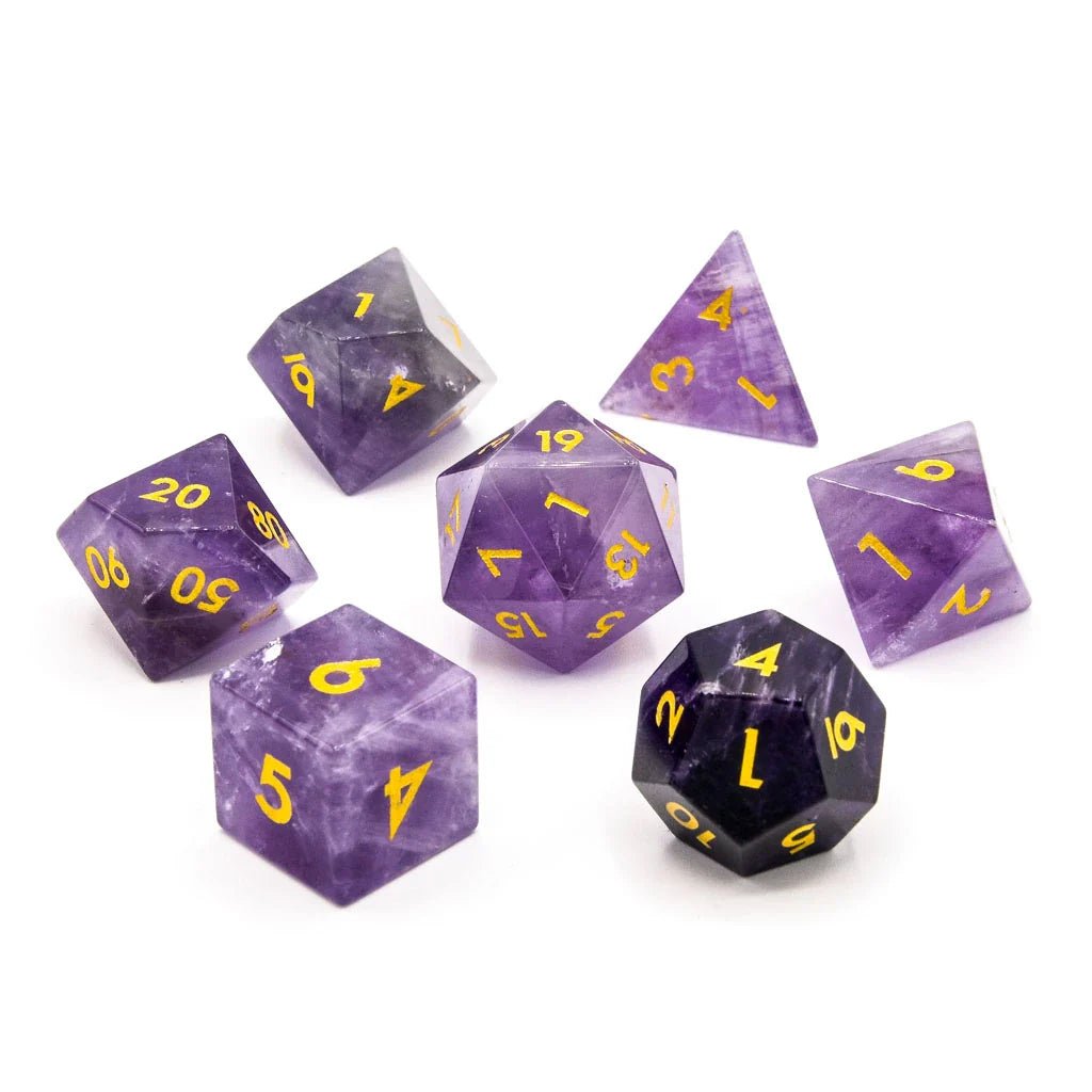 Amethyst | Natural Gemstone | 7 Piece Set - Tabletop Dominion - We Print Miniatures