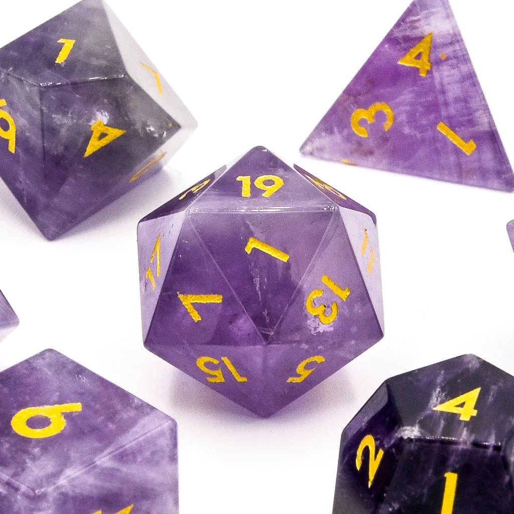 Amethyst | Natural Gemstone | 7 Piece Set - Tabletop Dominion - We Print Miniatures