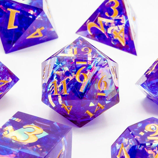 Amethyst Spark | Sharp Edge Dice | 7 Piece Set - Tabletop Dominion - We Print Miniatures
