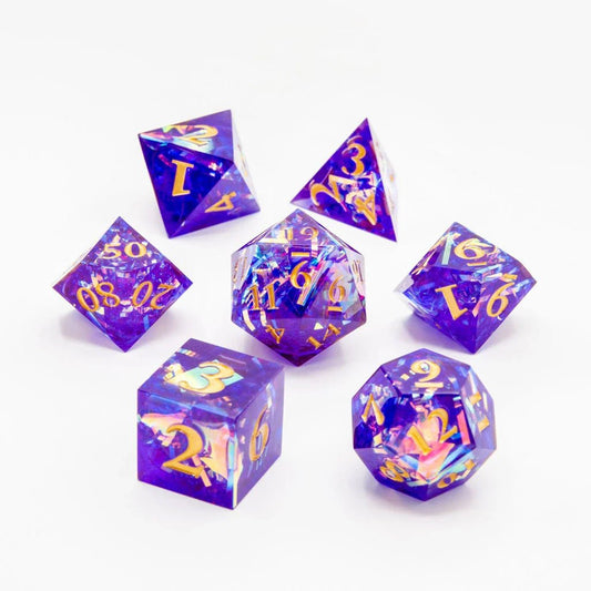 Amethyst Spark | Sharp Edge Dice | 7 Piece Set - Tabletop Dominion - We Print Miniatures