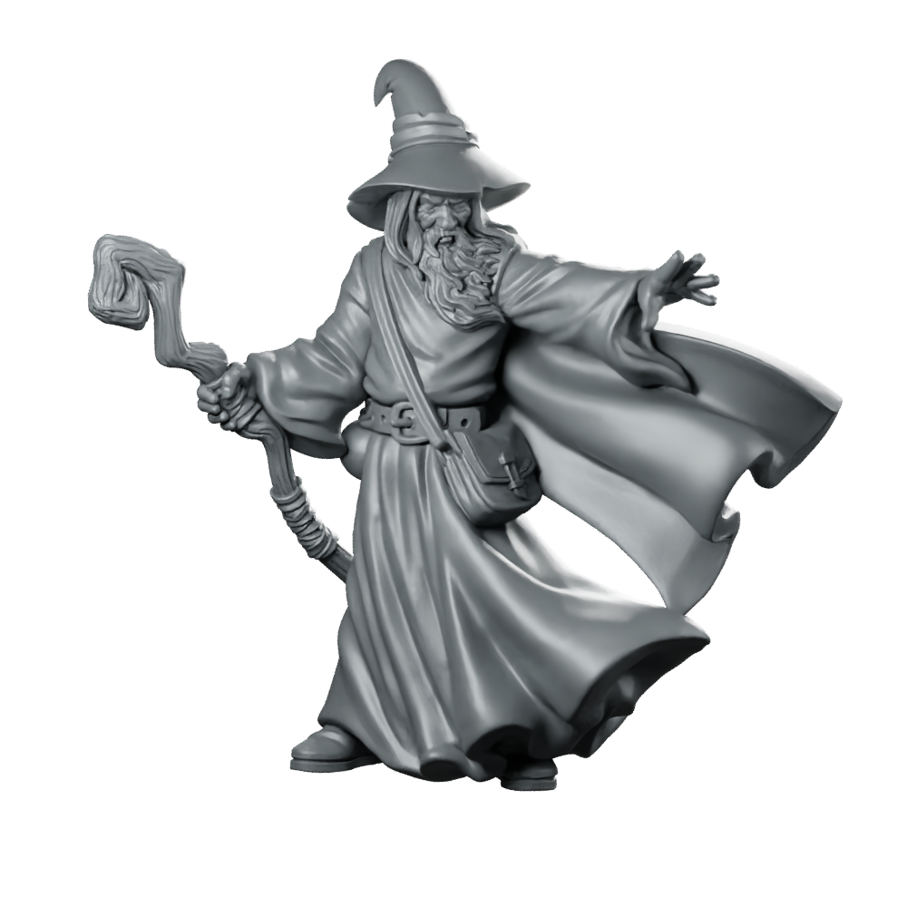 Wizard Amlund Maegon LOTR Miniature Cloaked Spellcaster Resin Miniature 360 Spin 01