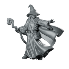 Wizard Amlund Maegon LOTR Miniature Cloaked Spellcaster Resin Miniature 360 Spin 01