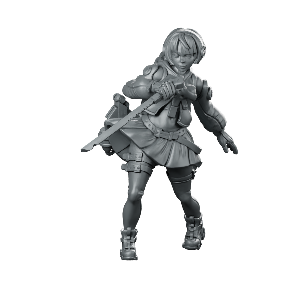 Anby Demara Miniature Female Hero Sword Adventurer Miniature 360 Spin 01