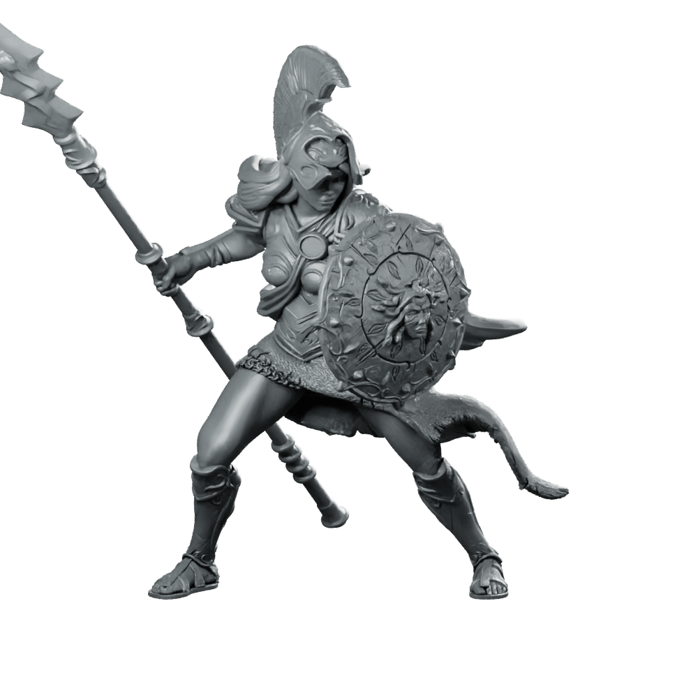 Andronika Miniature Armoured Shieldmaiden Spear Warrior Hero - Haito - We Print Miniatures
