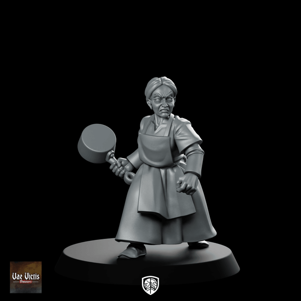 Angry Housewife Miniatures Resin Pan - Wielding NPC Figure - Vae Victis - We Print Miniatures