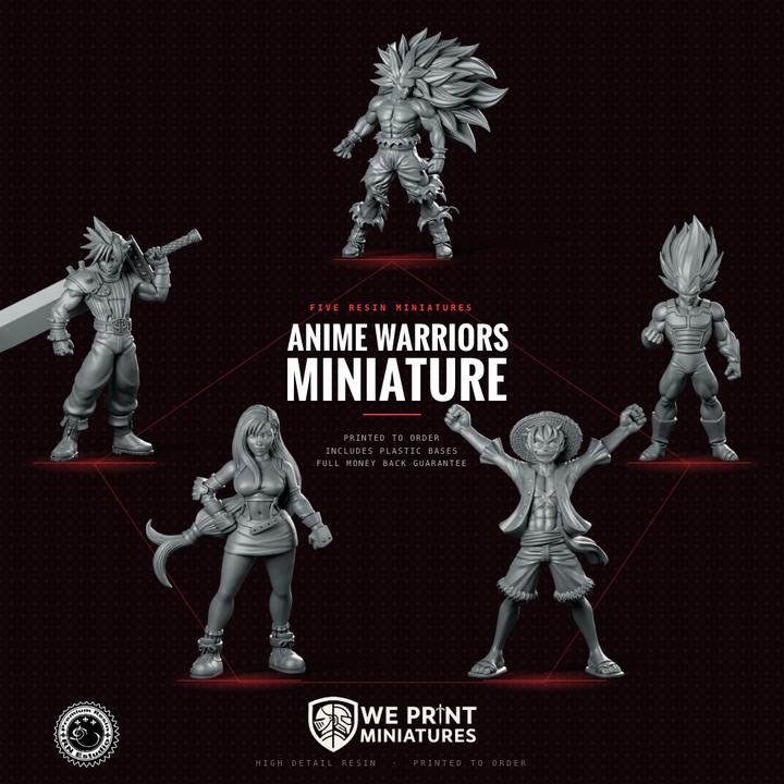 Pack de Miniaturas Guerreros Anime: 5 Miniaturas de Resina de RN Estudio