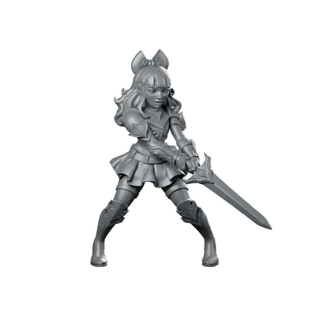 Female Hero Anne Warrior Miniature Anime Sword Fighter Miniature 360 Spin 01