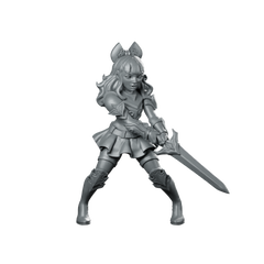 Female Hero Anne Warrior Miniature Anime Sword Fighter Miniature 360 Spin 01