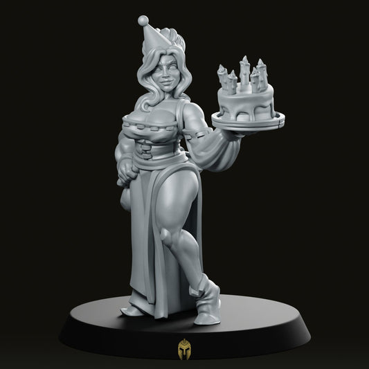 Anniversary Babe with Cake Fantasy Miniature - We Print Miniatures