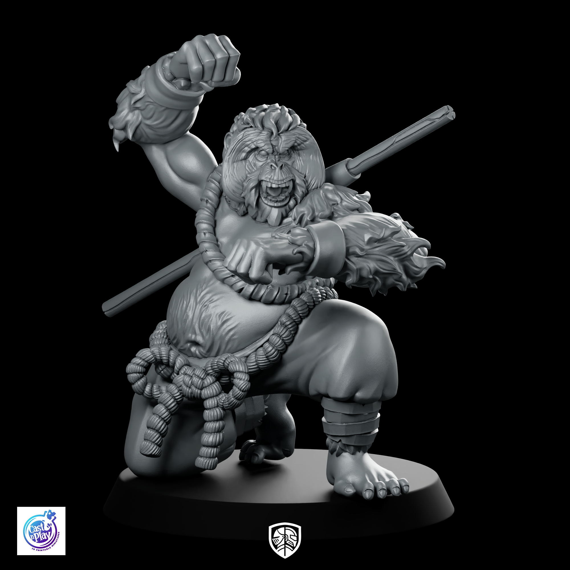 ApeStrike Tao Miniature Fantasy Ape Brawler Brute | We Print Miniatures