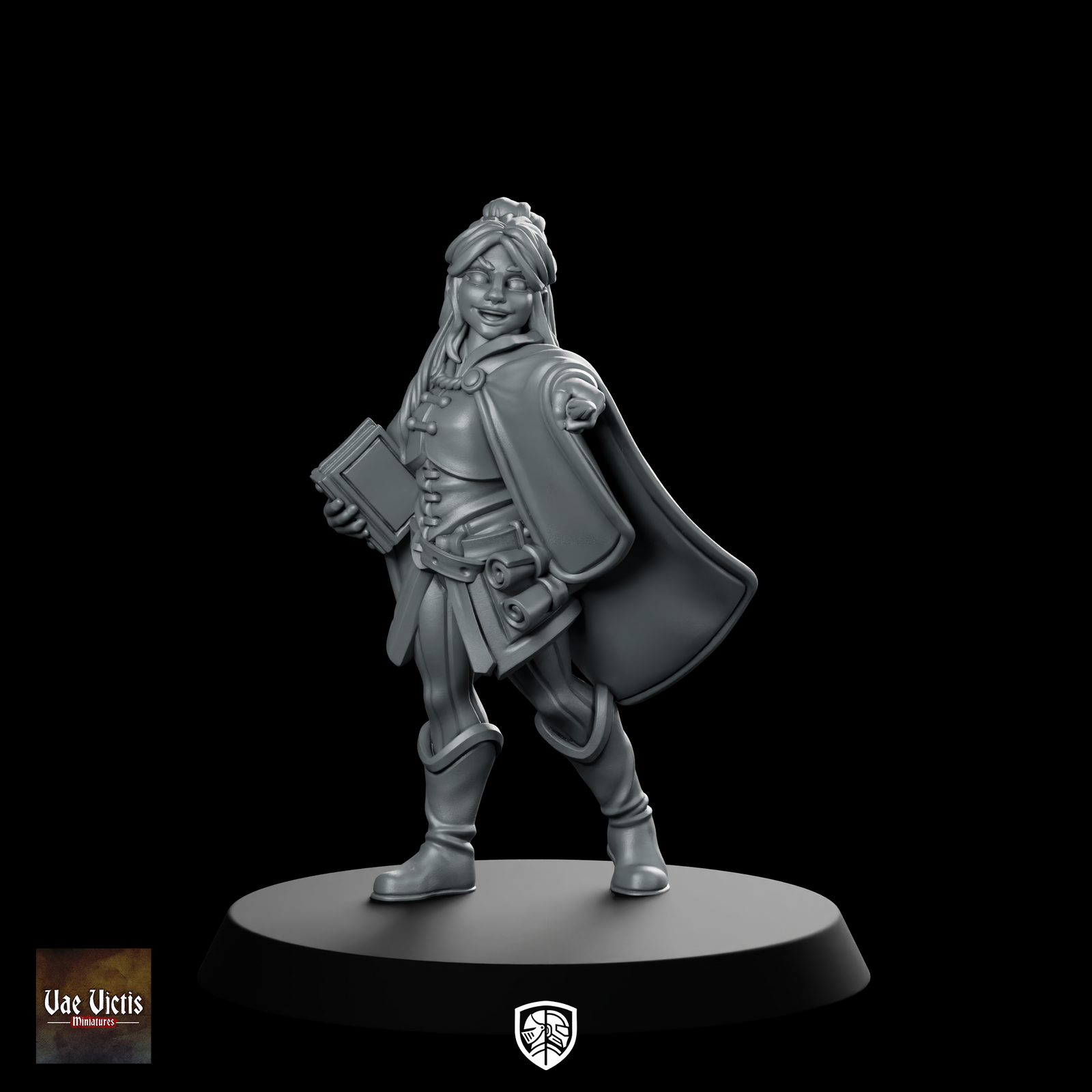 Apprentice Wizard Fantasy Miniature Spellbook Cloaked RPG Hero