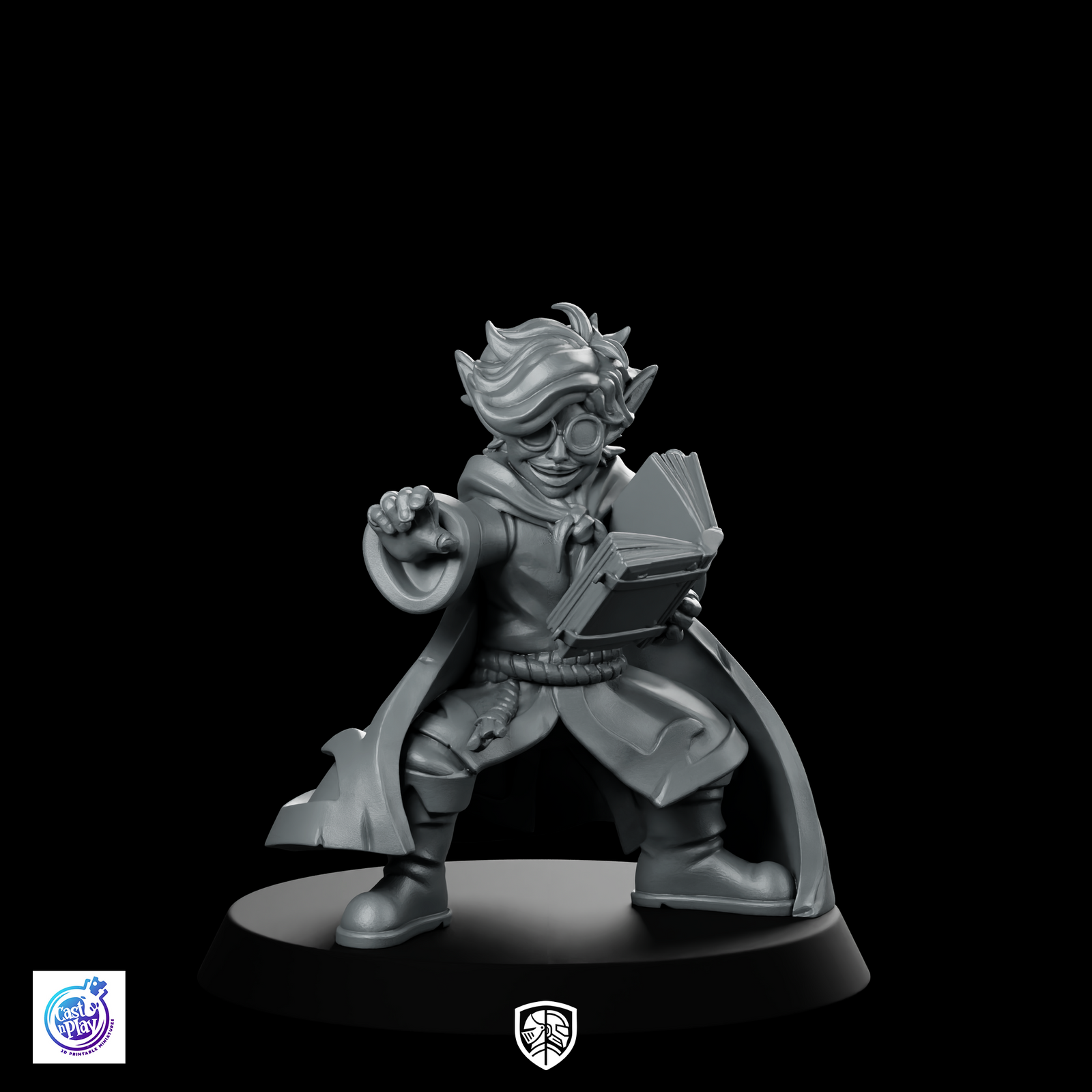 Apprentice Wizard Miniature with Spellbook (28mm–55mm) | D&D