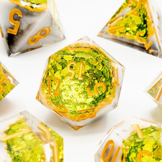 Arctic Emerald | Geode Dice | 7 Piece Set - Tabletop Dominion - We Print Miniatures