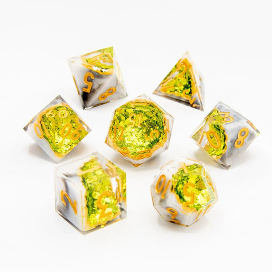 Arctic Emerald | Geode Dice | 7 Piece Set - Tabletop Dominion - We Print Miniatures