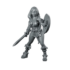 Female Hero Artemisa Warrior Miniature Sword Shield RPG Miniature 360 Spin 01