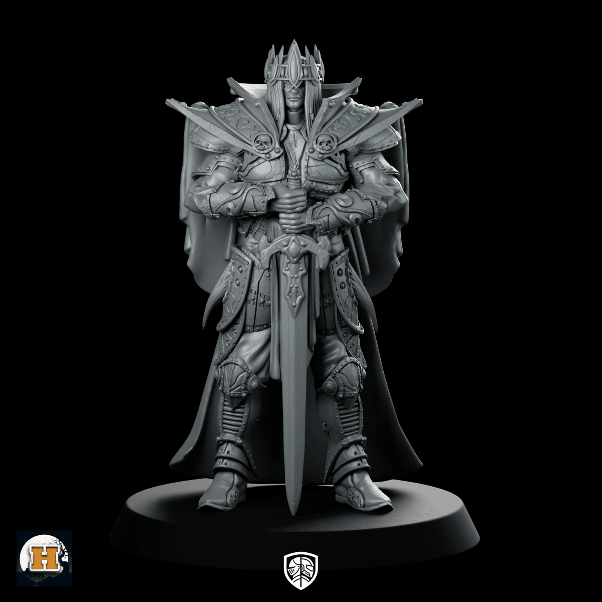 Arthur Miniature Regal Armoured King Sword Leader - Haito - We Print Miniatures