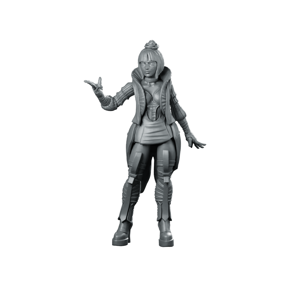 Artificial Intelligence Network Newsreader 3 Miniature Cyberpunk Reporter - Papsikels Miniatures - We Print Miniatures