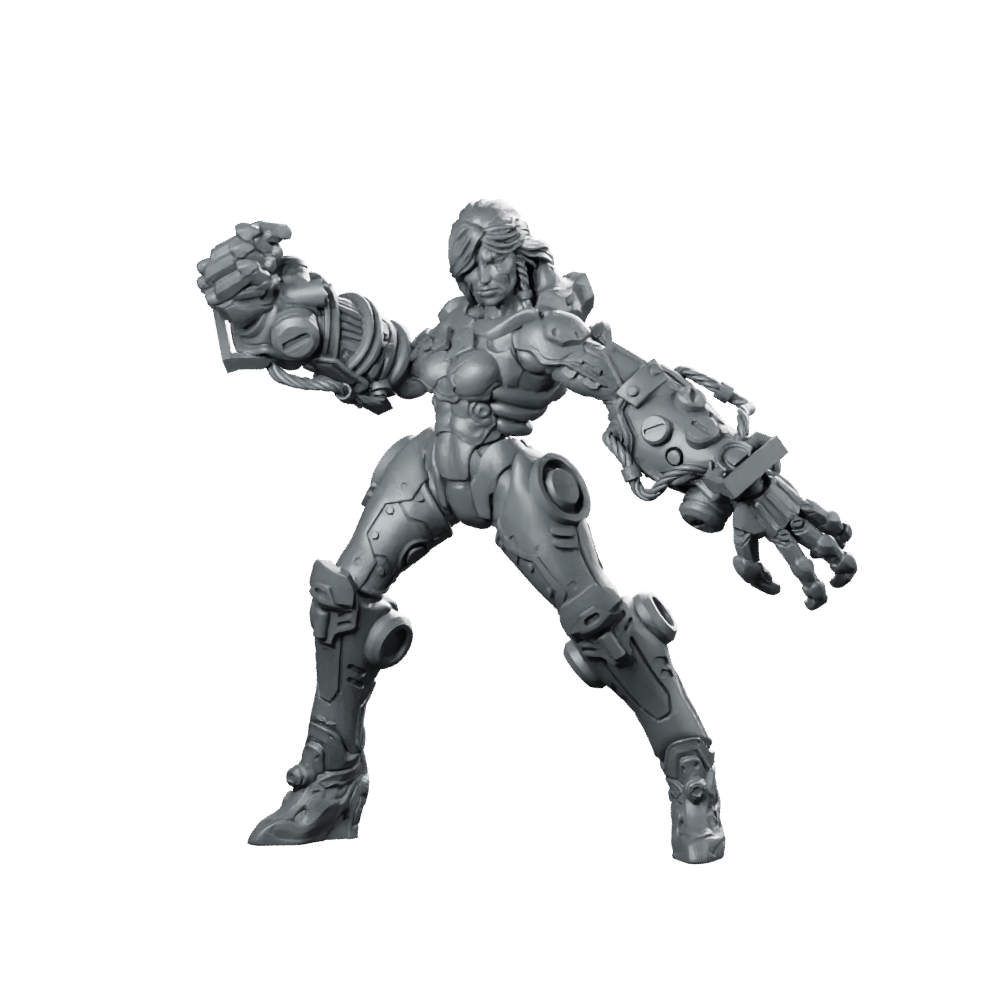 Arysala Cyber Ravager Miniature Cyberpunk Cyborg Brawler Miniature 360 Spin 01