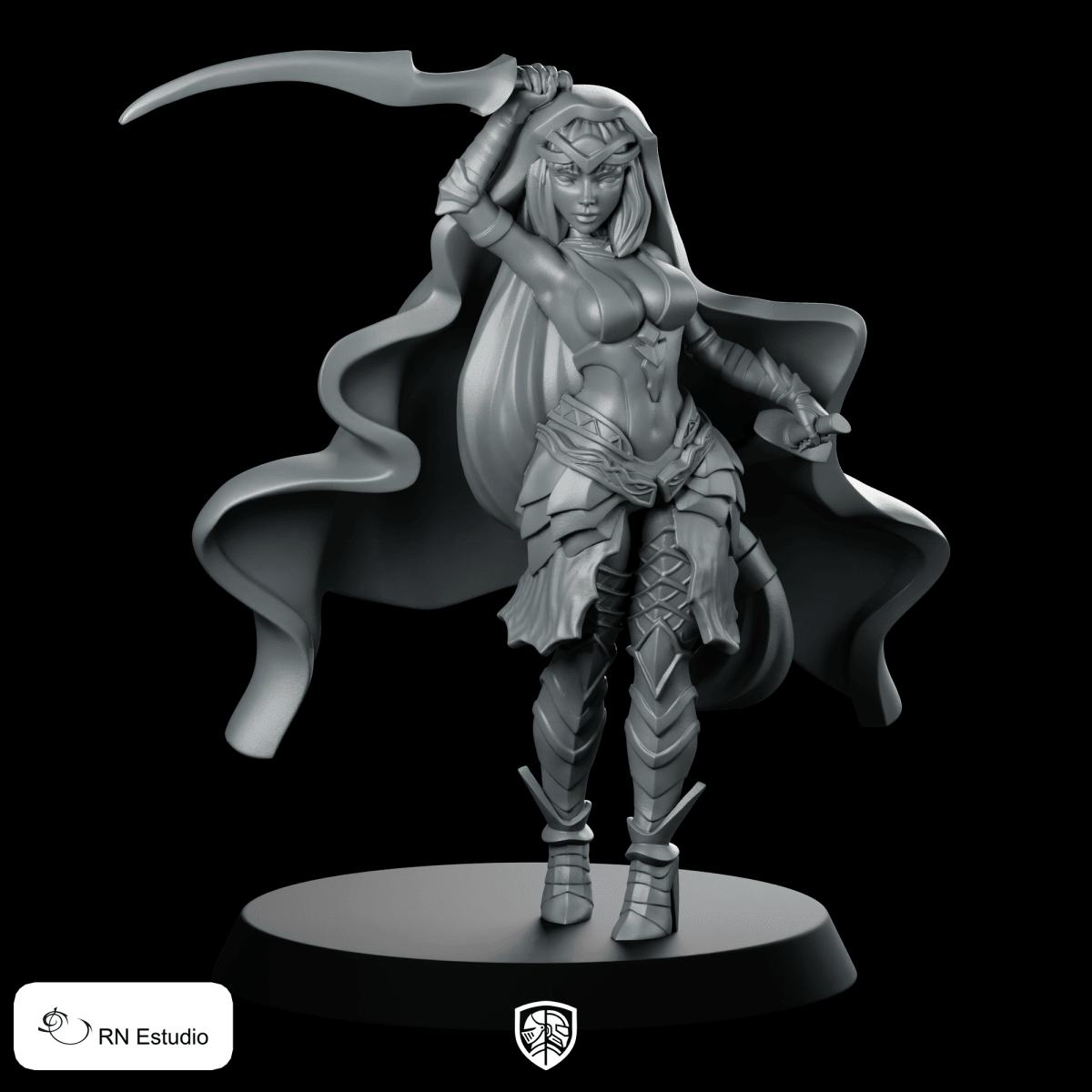 Ashanti Miniature Cloaked Warrior Assassin Fantasy RPG - RN Estudio - We Print Miniatures
