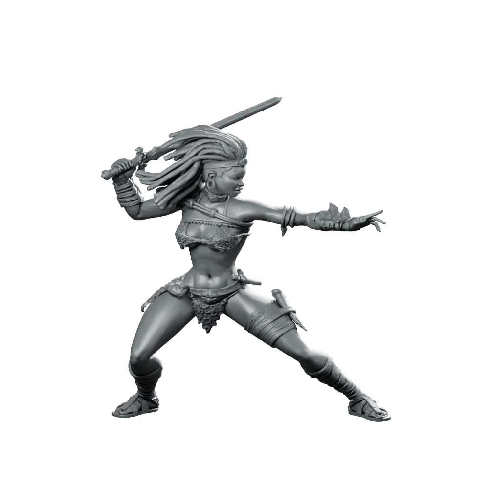 Ashara Miniature Dynamic Female Warrior Swordfighter - Haito - We Print Miniatures