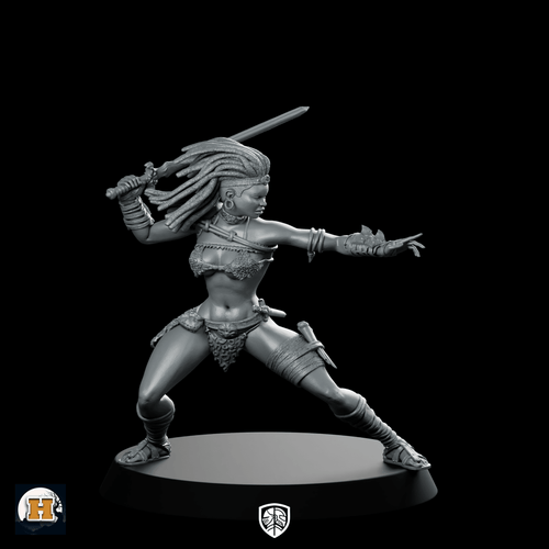 Ashara Miniature Dynamic Female Warrior Swordfighter - Haito - We Print Miniatures