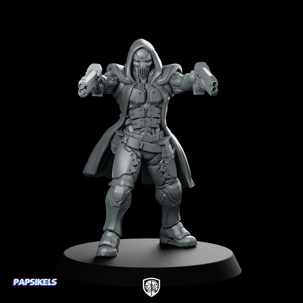 Assassin Clint Reaperwood Miniature Hooded Cyberpunk Gunslinger