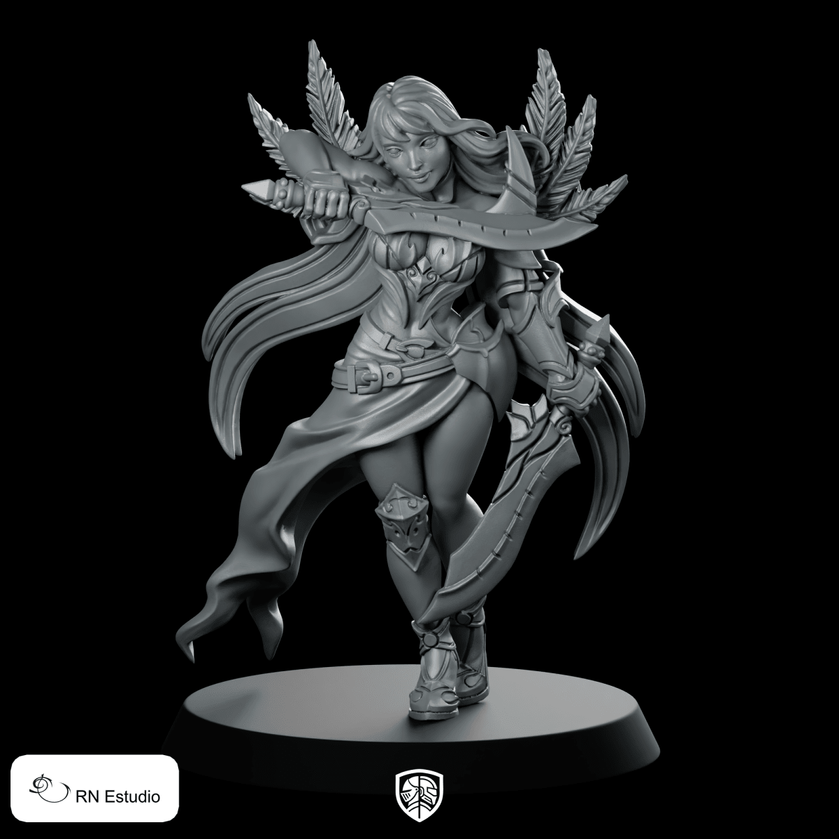 Assassin Valeen Blade Dancer Miniature Dual Sword Rogue - RN Estudio - We Print Miniatures