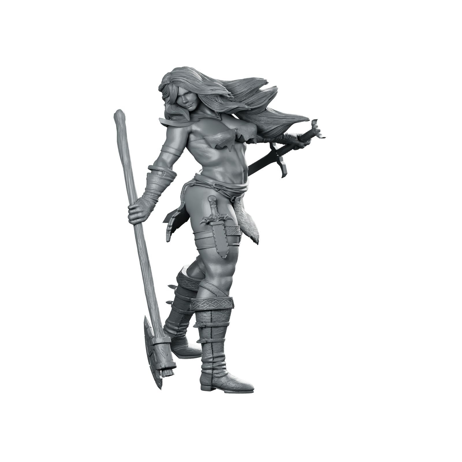 Astrid Stormcaller 32 Miniature Female Barbarian Warrior Miniature 360 Spin 01