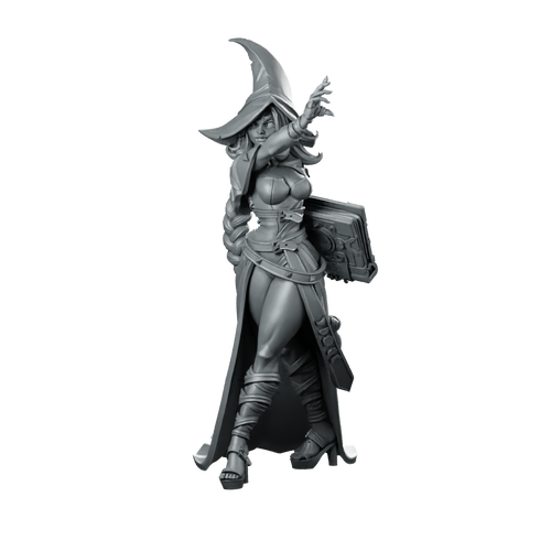 Aurelia Walking Miniature Witch Sorceress Grimmoire Miniature 360 Spin 01