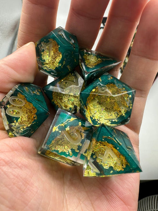 Aurelian Verdure | Geode Dice | 7 Piece Set - Tabletop Dominion - We Print Miniatures