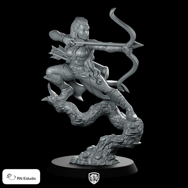 Aurielle with Bow Elf Miniature Female Archer Ranger