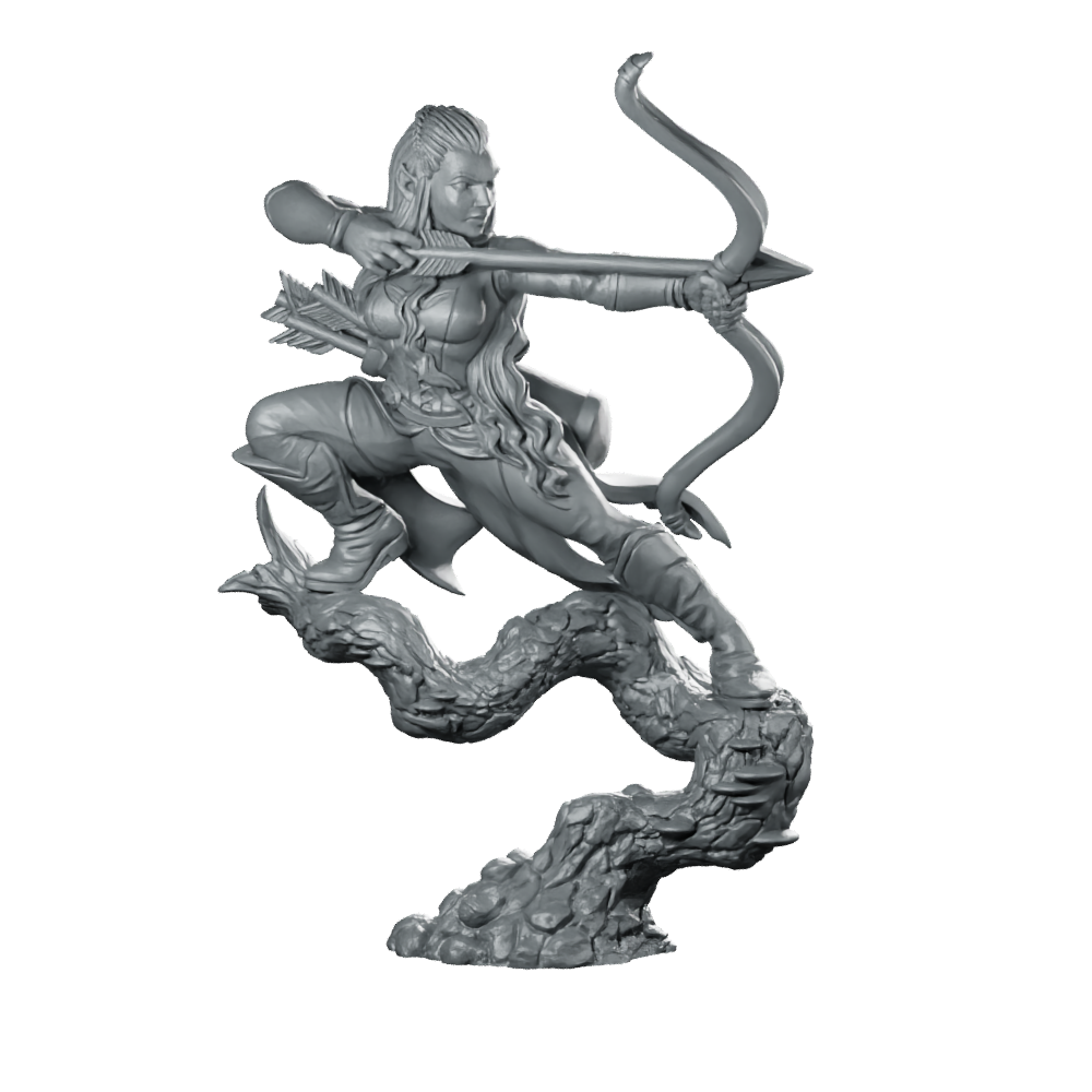Aurielle with Bow Elf Miniature Female Archer Ranger Miniature 360 Spin 01