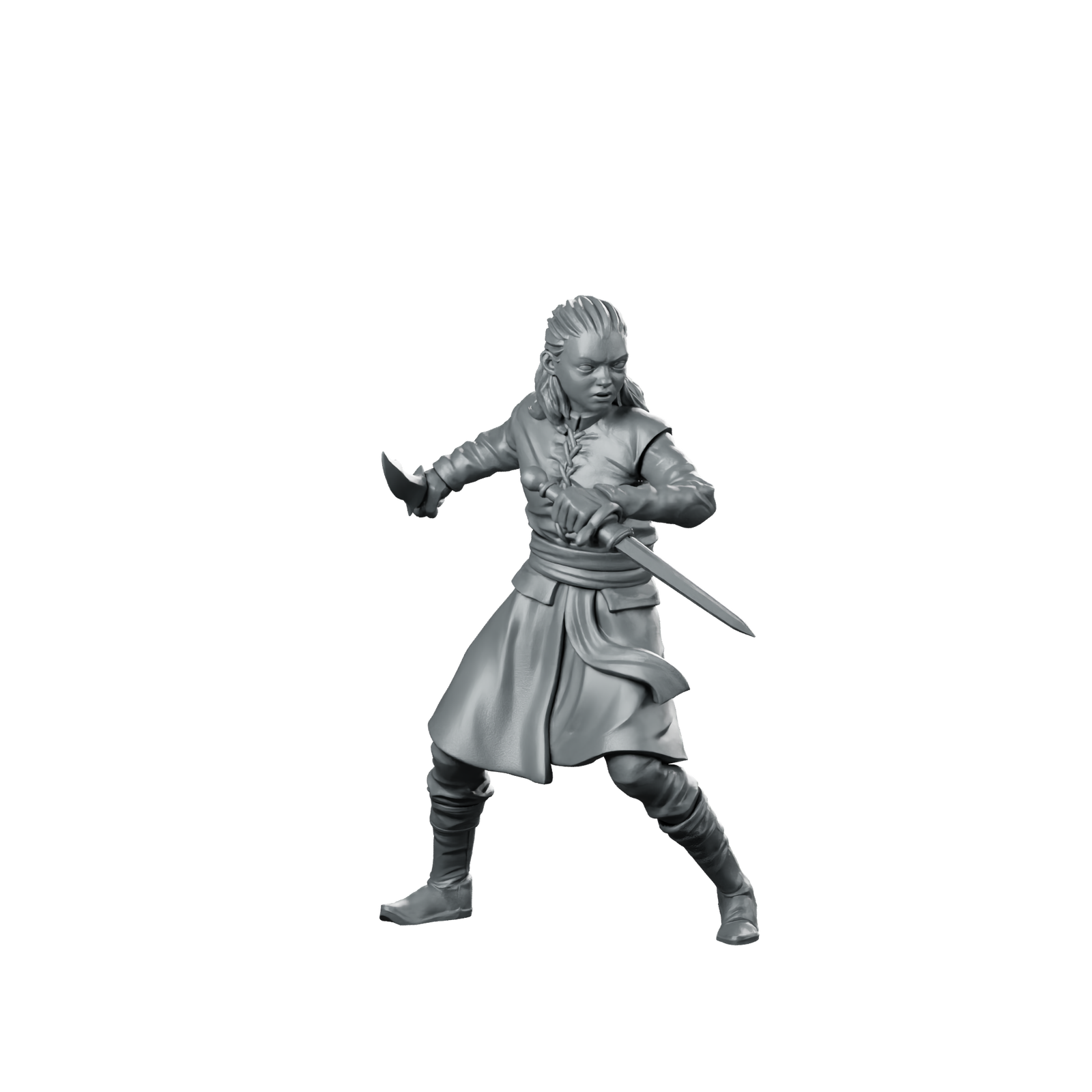 Avelyn Miniature Dual Wielding Female Warrior Fighter Miniature 360 Spin 01