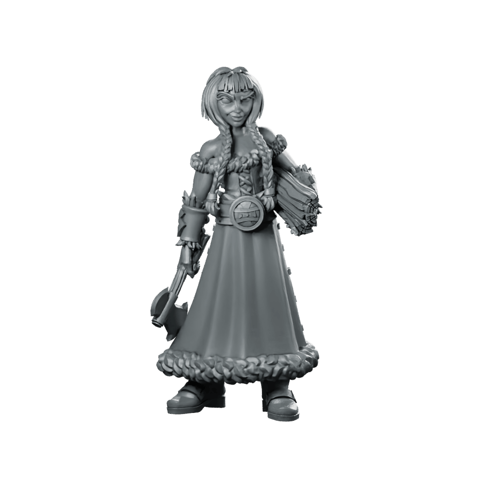 Axe Girl Miniature Female Thrower RPG - CastNPlay - We Print Miniatures