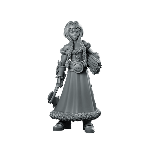 Axe Girl Miniature Female Thrower RPG - CastNPlay - We Print Miniatures