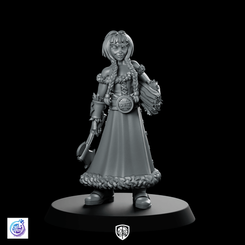Axe Girl Miniature Female Thrower RPG - CastNPlay - We Print Miniatures